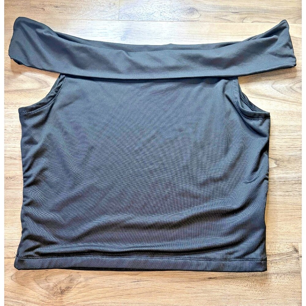 Junior's Honey Peach Cropped Top Sz L Large Off The Shoulder Sleeveless Shirt
